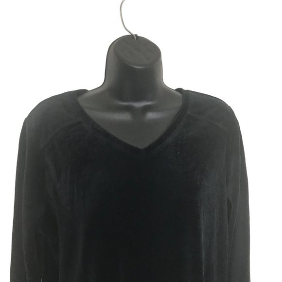D&Co Active Black Velour Sweatshirt Size Small Petite Long Sleeve Pullover - Picture 2 of 6